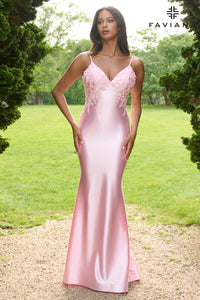 Faviana 11402 Beaded Floral Gown w/ V-Back