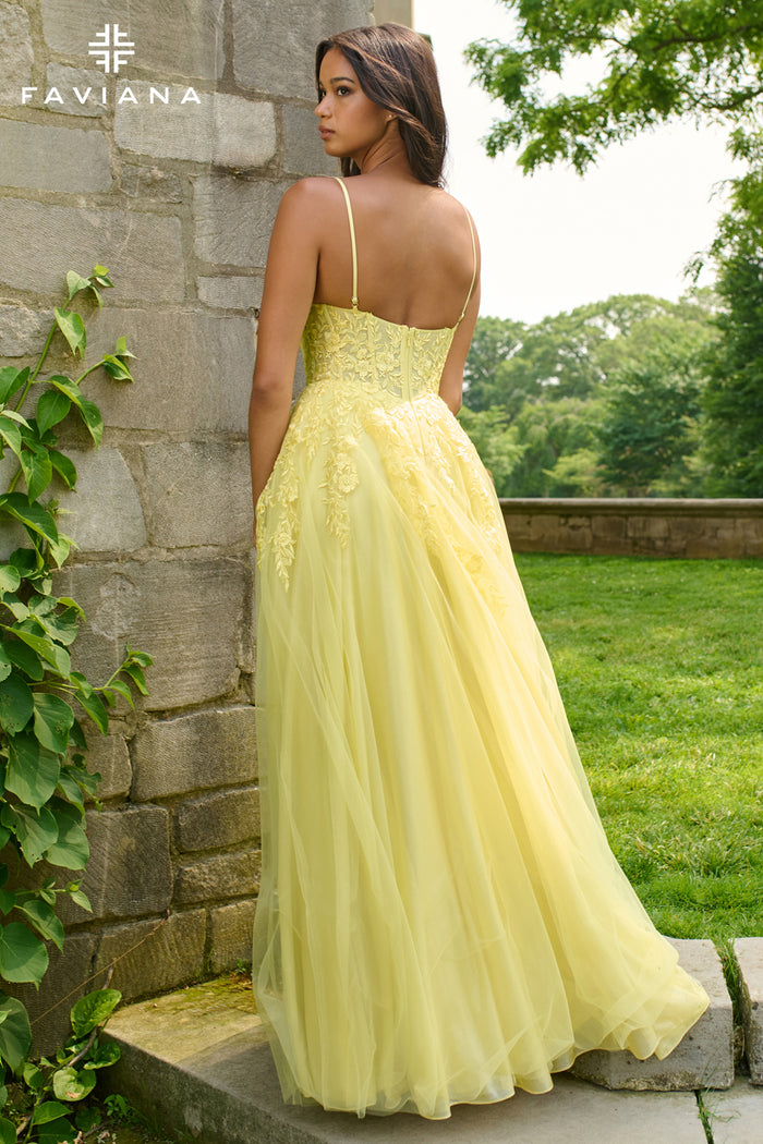 Faviana 11438 Embroidered Tulle Gown