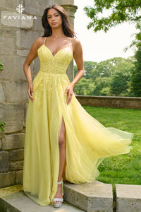 Faviana 11438 Embroidered Tulle Gown