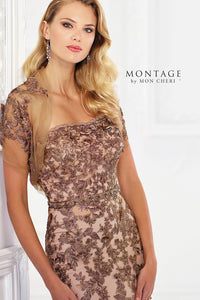 Mon Cheri 118961 Strapless Tulle and Beaded Lace Gown