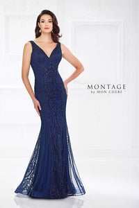 Montage 118975 V-Neck Ribbon Lace Gown