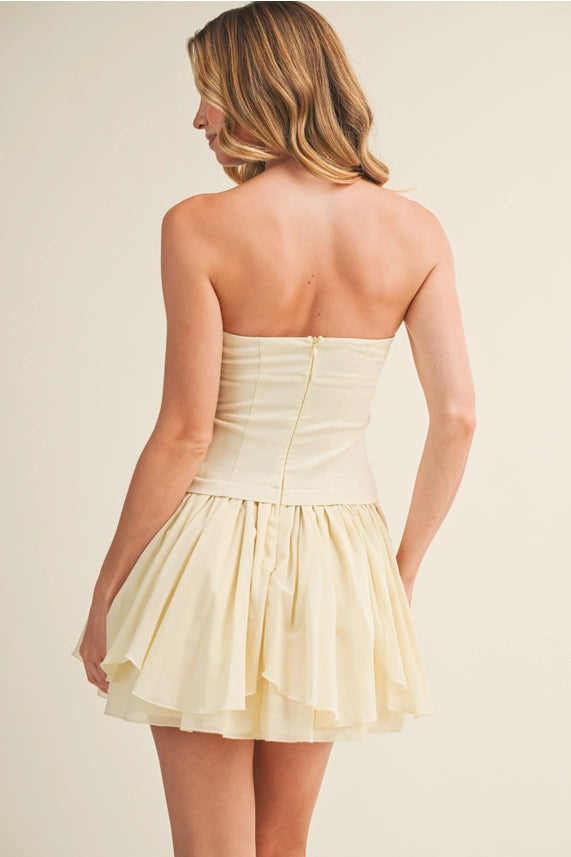 Twofer Asymmetrical Hem Bandeua Dress | Butter