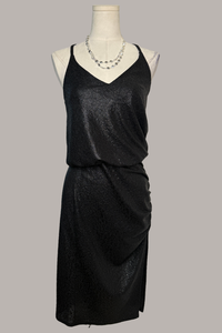 V-Neck Blouson Dress | Olive, Luster