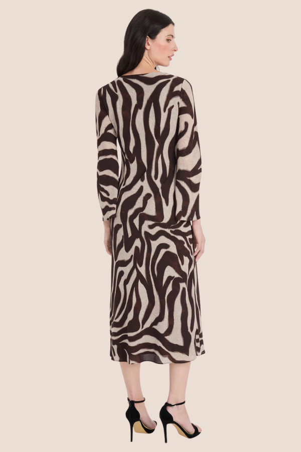 Long-Sleeve Midi Dress | Khaki/Brown