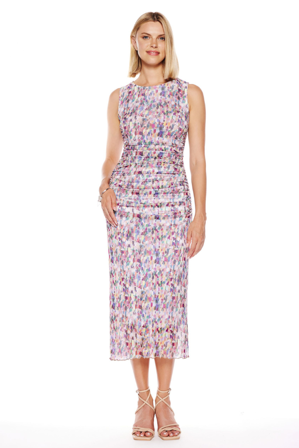 Ruched Midi Dress | Magnolia Mesh, Sandbar Mesh