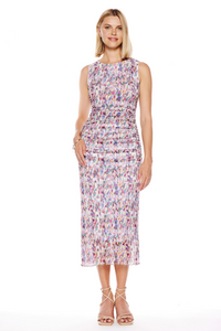 Ruched Midi Dress | Magnolia Mesh, Sandbar Mesh