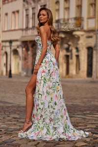 LaFemme 33450 Strapless Floral Chiffon Gown