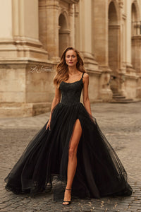 LaFemme 33499 Lace & Tulle Double Strap Ball Gown