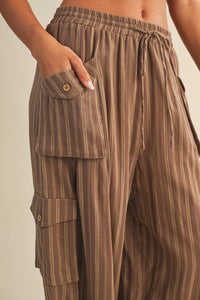 Striped Cargo Pants | Mocha