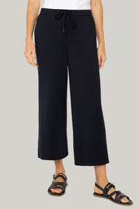 Pull-On Wide Leg Crop Trouser | Deep Midnight, Prussian Blue, Black