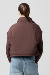 Cargo Pocket Crop Puffer Jacket | Brown
