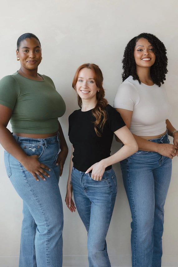 Cropped Short-Sleeve Top | Vintage Khaki, Steel Blue, Black, Sandshell, White