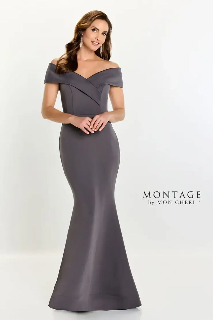 Montage M539 Stretch Crepe Off The Shoulder Dress