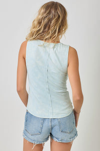 Raw Cut Edge Tank Top | Ice Blue, Vintage White