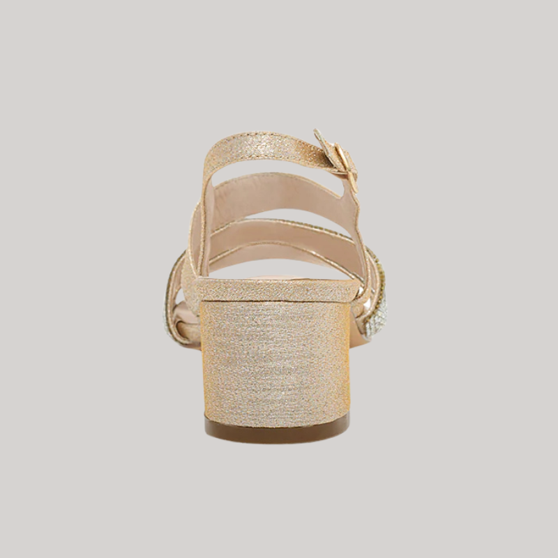 Annie Sparkle Block Heel | Nude Shimmer