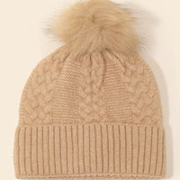 Crochet Knit Pom Pom Beanie | Black, Camel