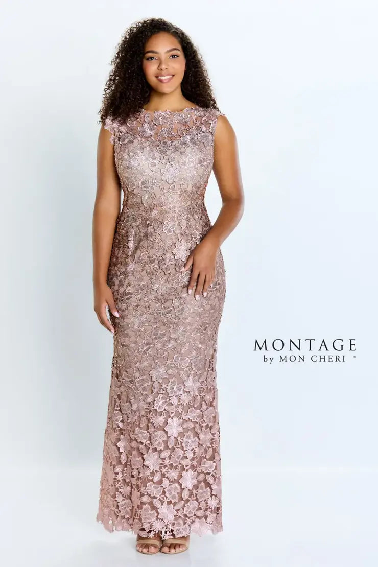Montage 119958 Sleeveless Ombre Venise Lace Flare Gown
