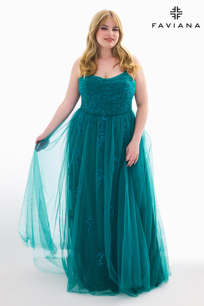 Faviana 9598 Beaded Tulle Ball Gown
