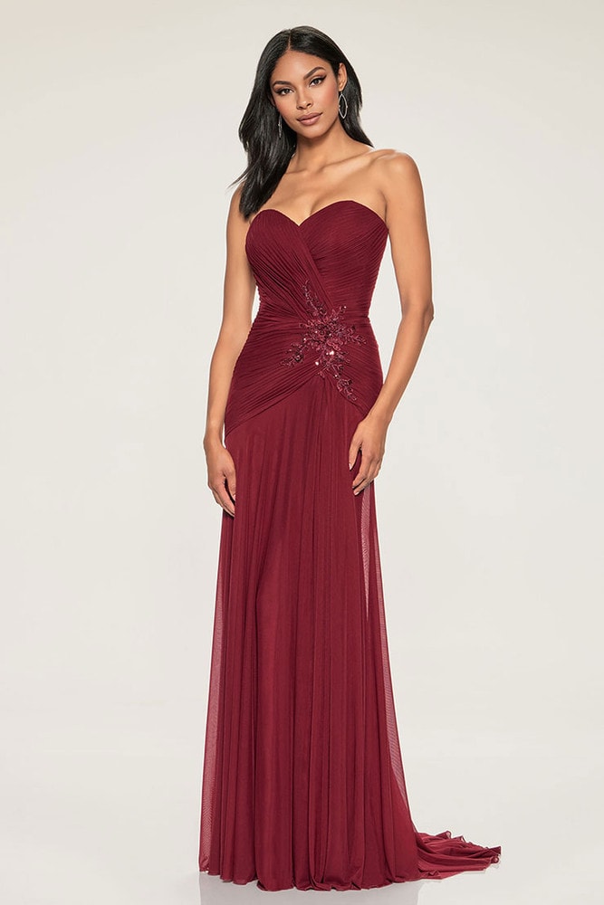 Cameron Blake CB202 Strapless Mesh w/ Lace Applique