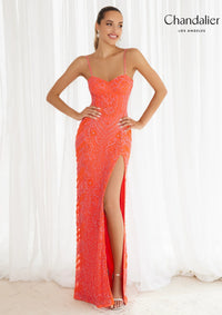 Chandalier 30129 Patterned Cut Out Dress with Slit