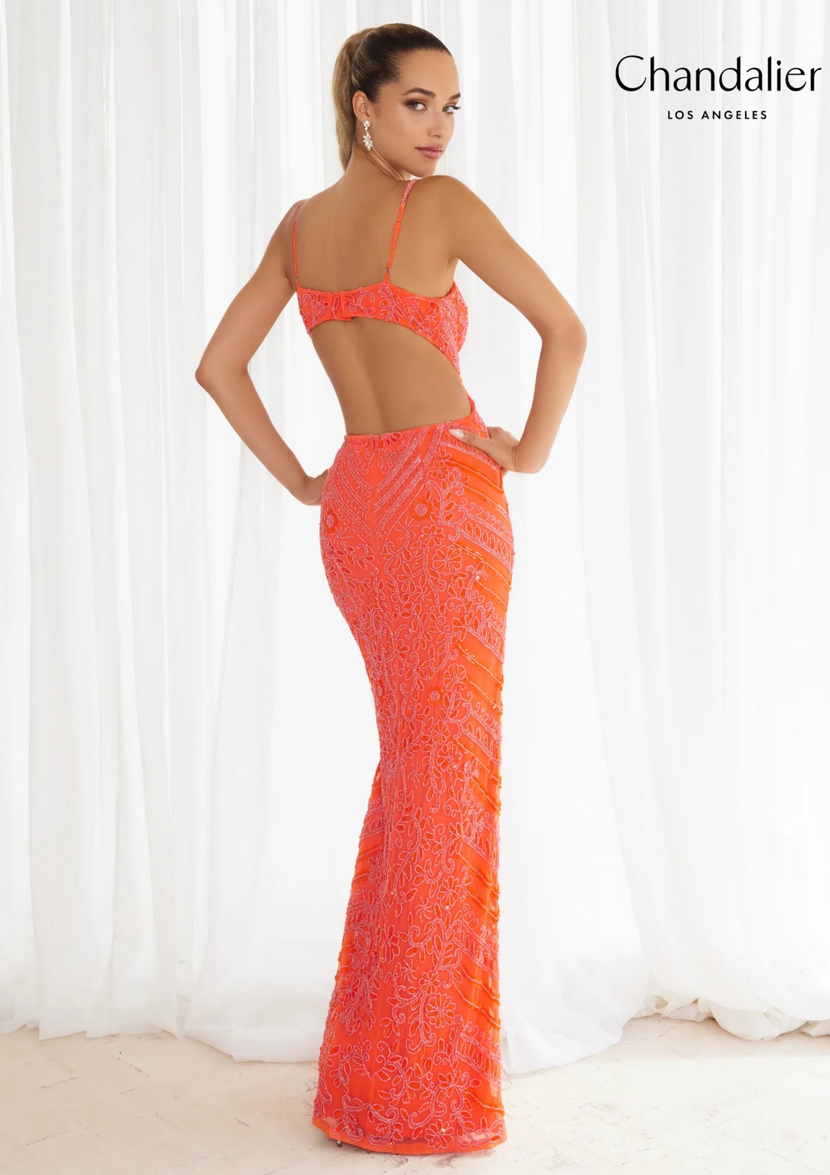 Chandalier 30129 Patterned Cut Out Dress with Slit