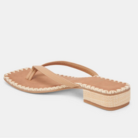 "Barty" Leather Strap Low Block Sandal | Light Tan