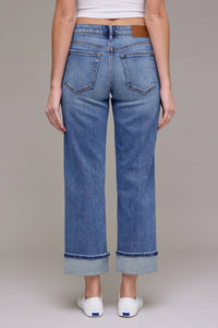 Ella Cuffed Wide Straight Leg | Medium Wash