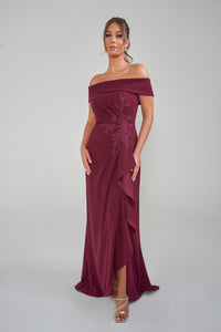 Jade Couture K288005 Off Shoulder Stretch Crepe with Side Detail