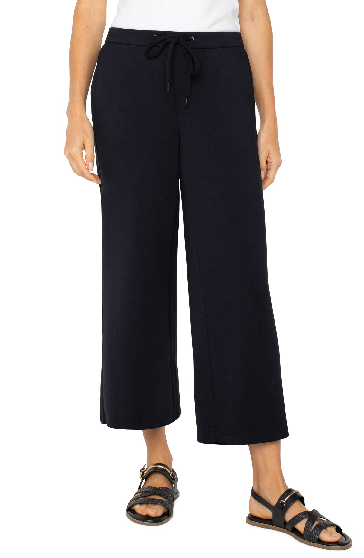 Pull-On Wide Leg Crop Trouser | Deep Midnight, Prussian Blue, Black