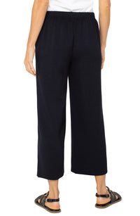 Pull-On Wide Leg Crop Trouser | Deep Midnight, Prussian Blue, Black
