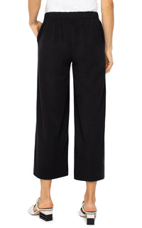 Pull-on Wide Leg Crop Trouser | Black
