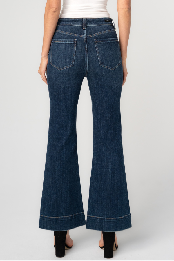 Hannah High Rise Flare with Mini Patch Pockets (Petite) | Moon Light