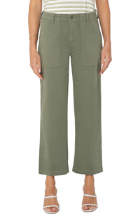 Cargo Wide Leg Crop | Martini Olive