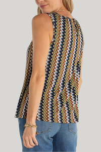 Sleeveless Knit Top with Keyhole | Black/Navy/Gold