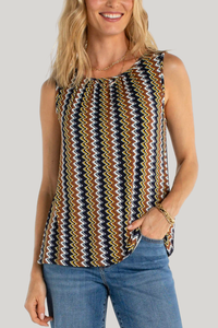 Sleeveless Knit Top with Keyhole | Black/Navy/Gold
