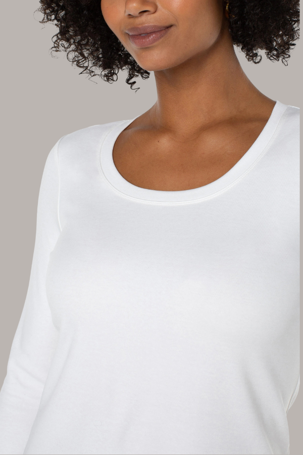 Long Sleeve Scoop Neck Top | Snow