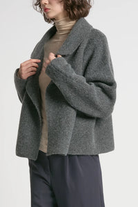 Flap Collar Cardigan | Taupe, Charcoal