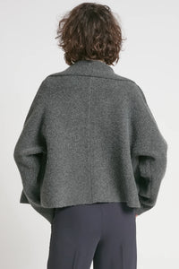 Flap Collar Cardigan | Taupe, Charcoal