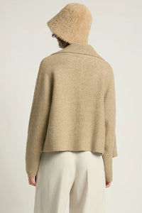 Flap Collar Cardigan | Taupe, Charcoal