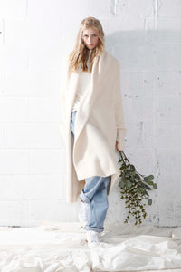Wide Shawl Collared Cardigan | Light Gray, Charcoal, Ivory