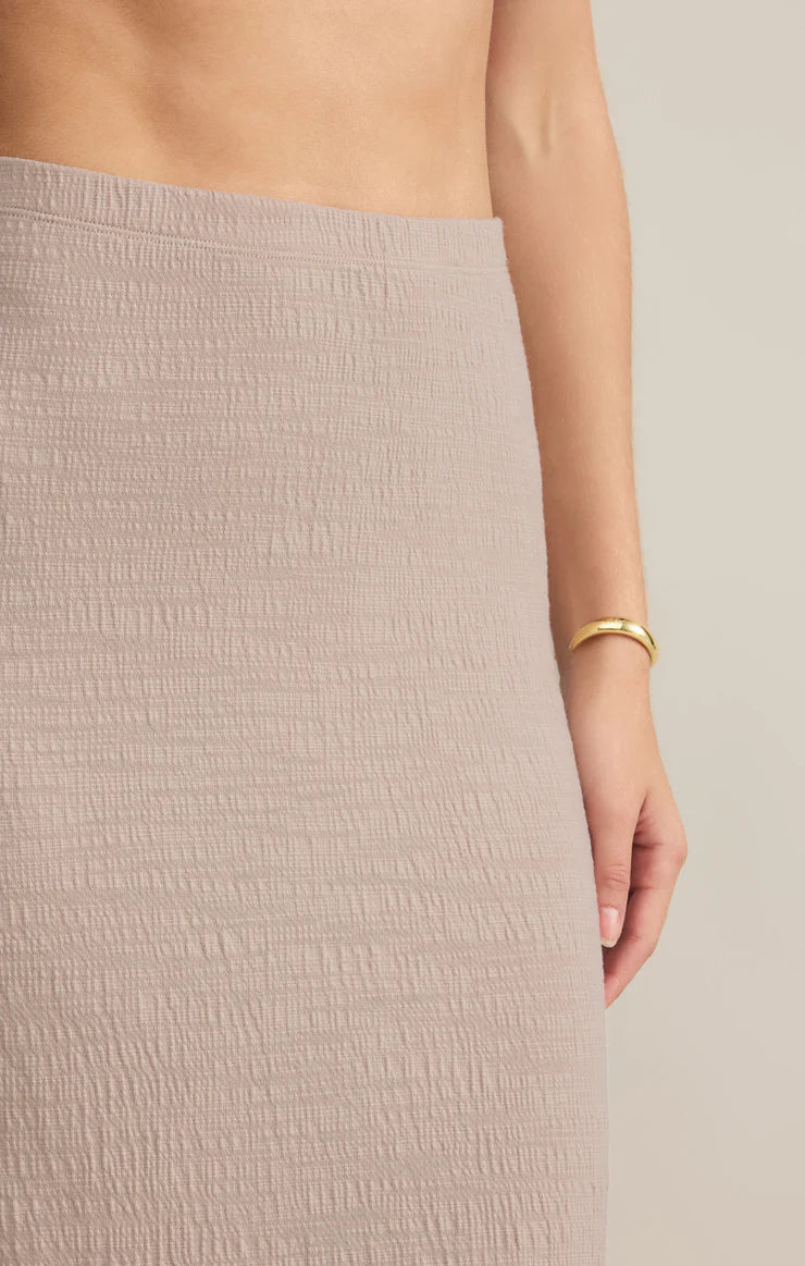Delavine Textured Midi Skirt | Parchment