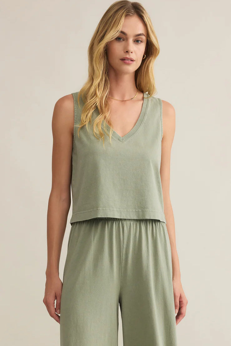Sloane V-Neck Top | Avocado