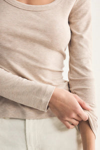 Second Skin Scoop Neck Top | Black, Oatmeal Heather
