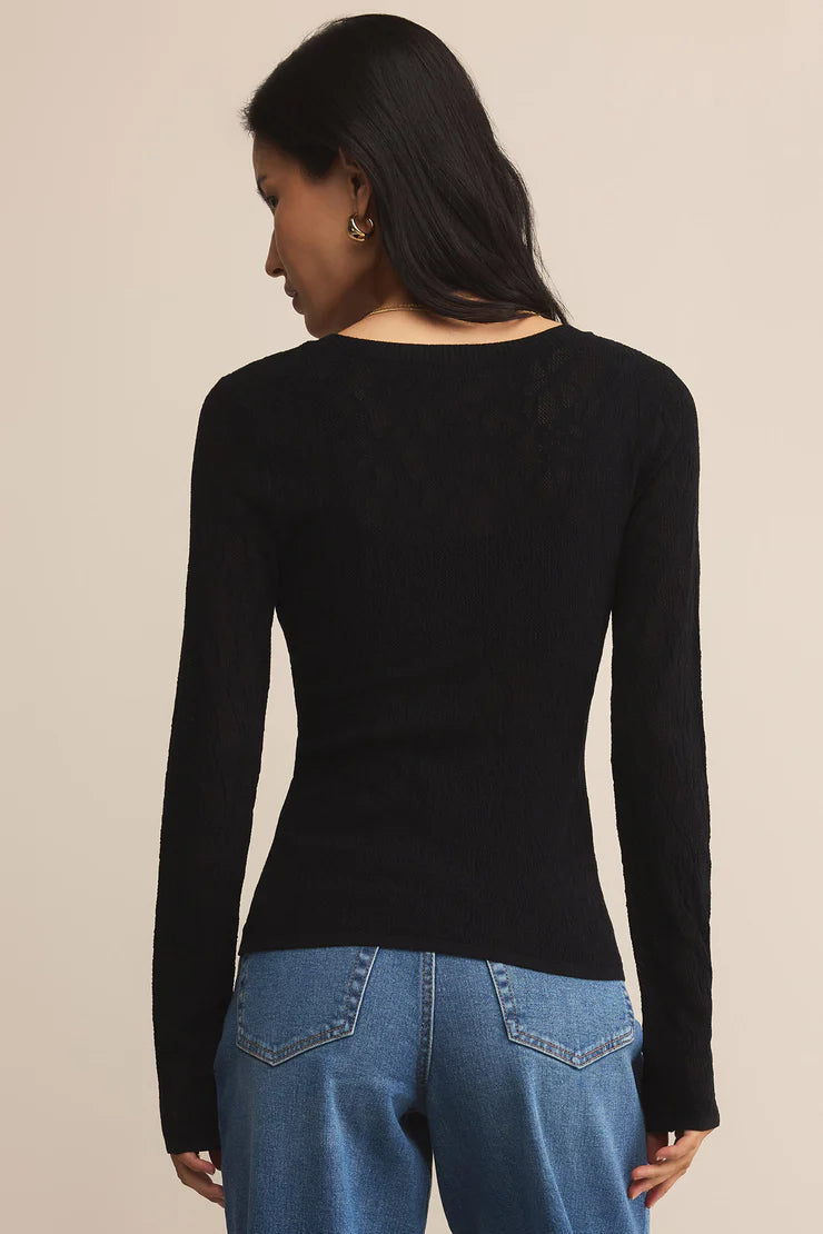 Tibi Scoop Mesh Sweater | Crystal, Black