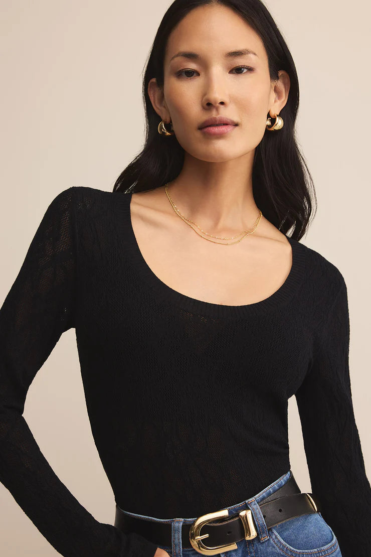 Tibi Scoop Mesh Sweater | Crystal, Black
