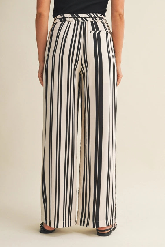 Striped Wide Leg Pant | Midnight