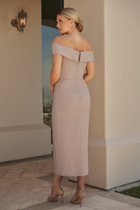 Jasmine B253024 Soft Crepe Sheath Midi Length Gown