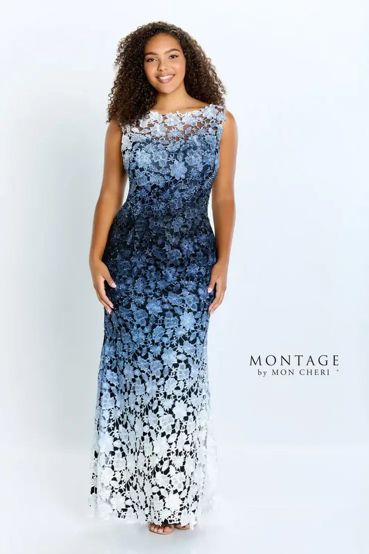 Montage 119958 Sleeveless Ombre Venise Lace Flare Gown