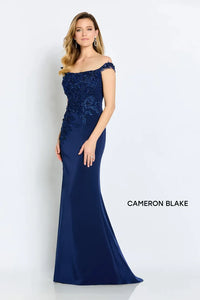 Cameron Blake CB102 Lace Applique Off Shoulder Gown