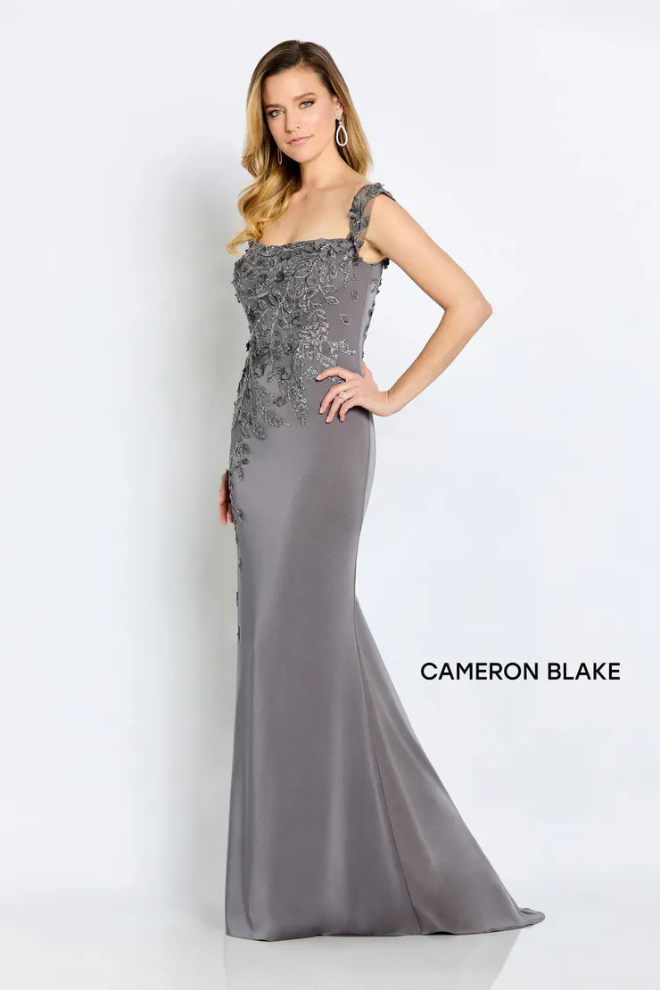Cameron Blake CB102 Lace Applique Off Shoulder Gown